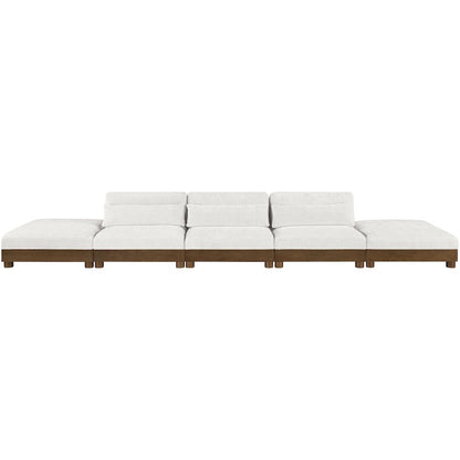 Turin 200" Cream Chenille Fabric Upholstered 5pc. Modular Sofa