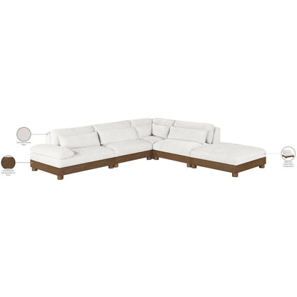 Turin 120" Cream Chenille Fabric Upholstered 5pc. Modular Sectional