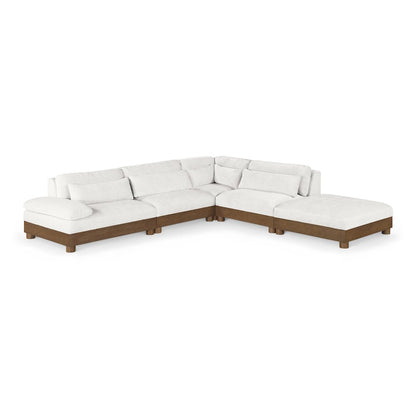 Turin 120" Cream Chenille Fabric Upholstered 5pc. Modular Sectional