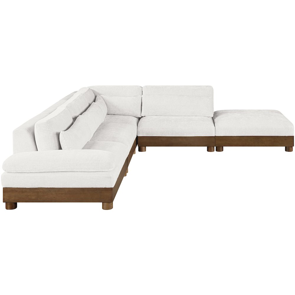 Turin 120" Cream Chenille Fabric Upholstered 5pc. Modular Sectional