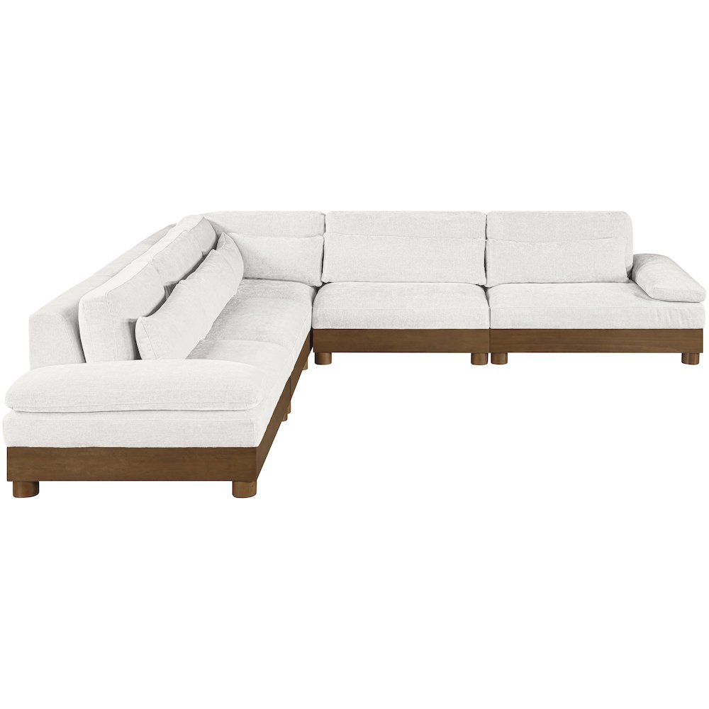 Turin 127.75" Cream Chenille Fabric Upholstered 5pc. Modular Sectional