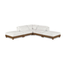 Turin 120" Cream Chenille Fabric Upholstered 5pc. Modular Sectional