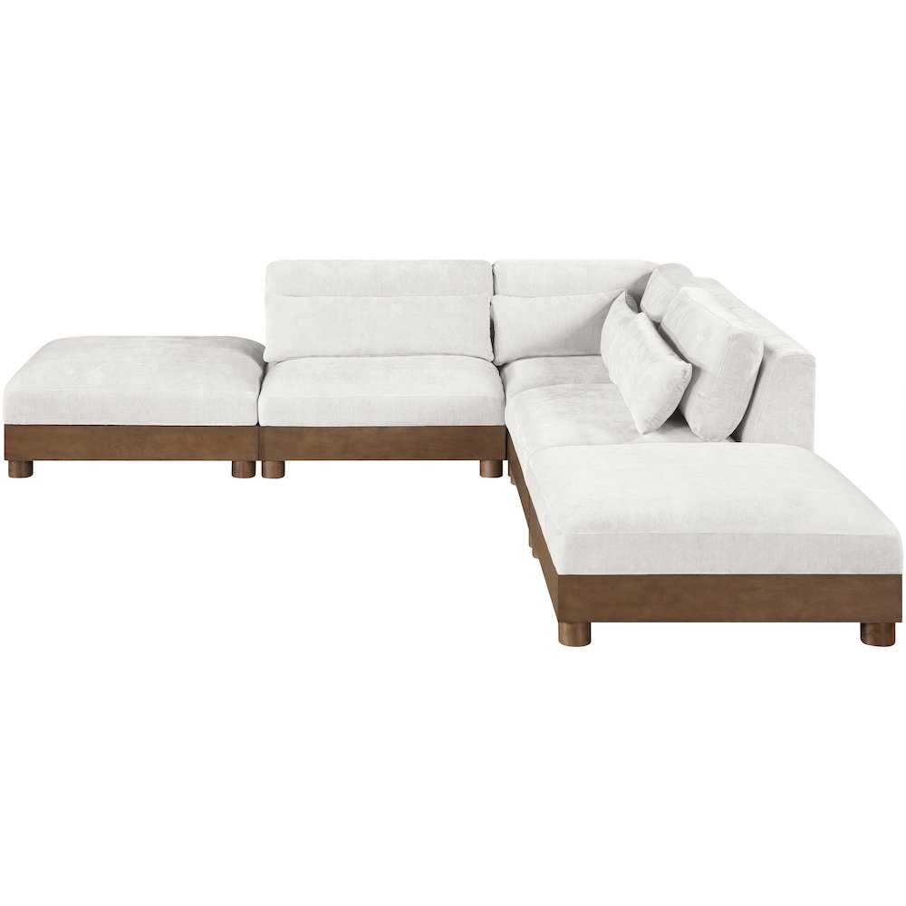 Turin 120" Cream Chenille Fabric Upholstered 5pc. Modular Sectional