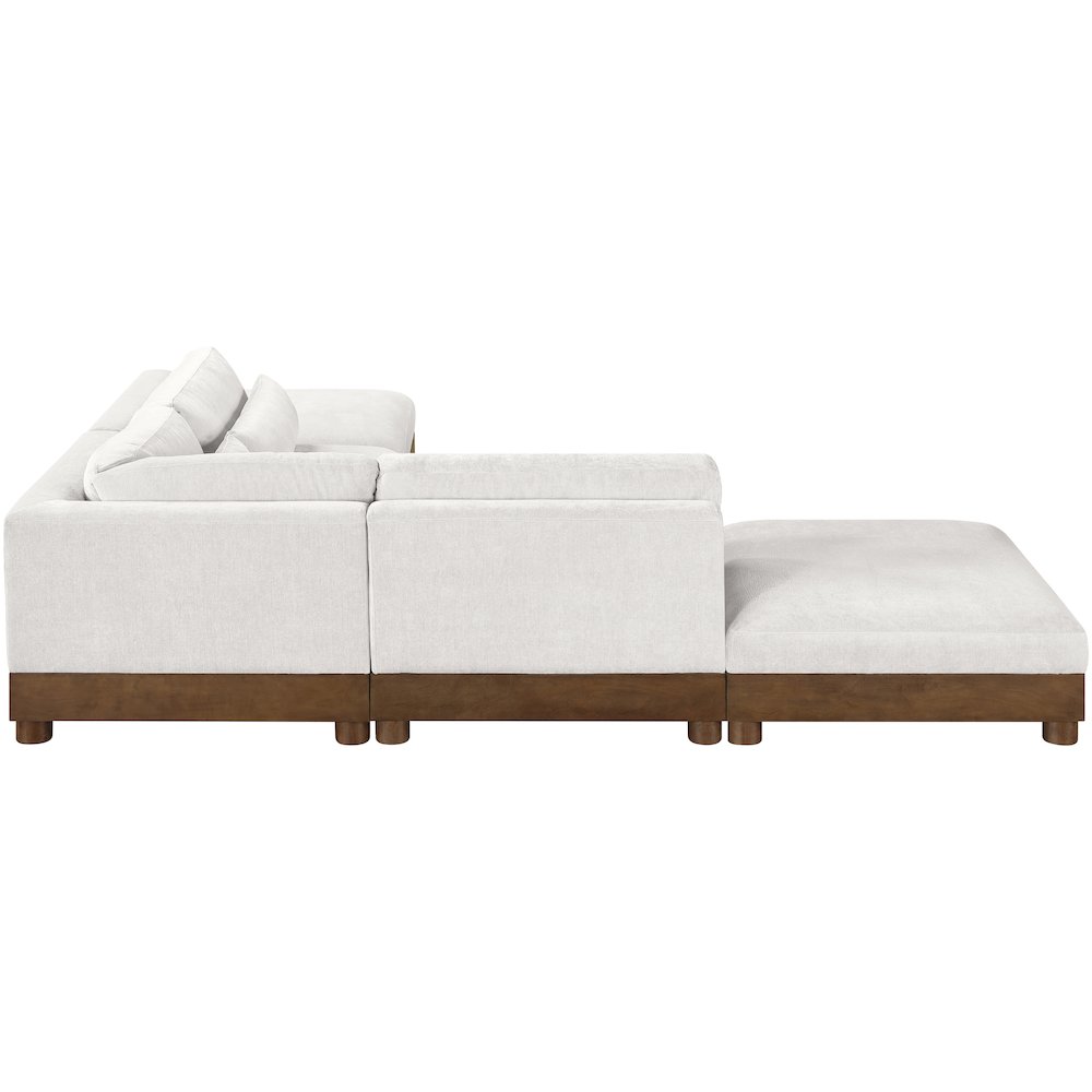 Turin 120" Cream Chenille Fabric Upholstered 5pc. Modular Sectional