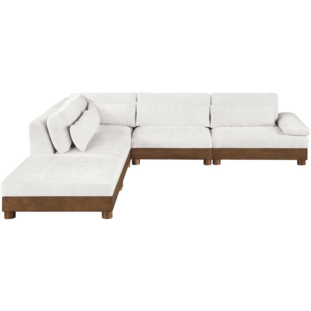 Turin 127.75" Cream Chenille Fabric Upholstered 5pc. Modular Sectional