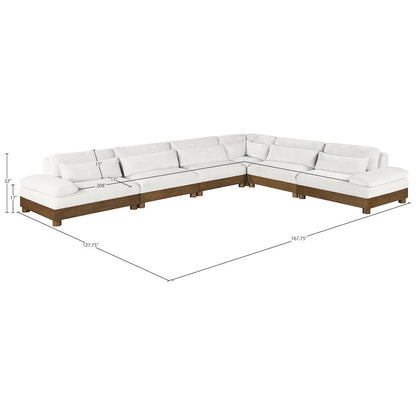 Turin 167.75" Cream Chenille Fabric Upholstered 6pc. Modular Sectional