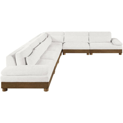 Turin 167.75" Cream Chenille Fabric Upholstered 6pc. Modular Sectional