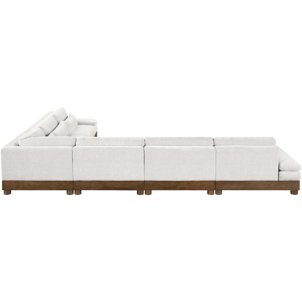 Turin 167.75" Cream Chenille Fabric Upholstered 6pc. Modular Sectional