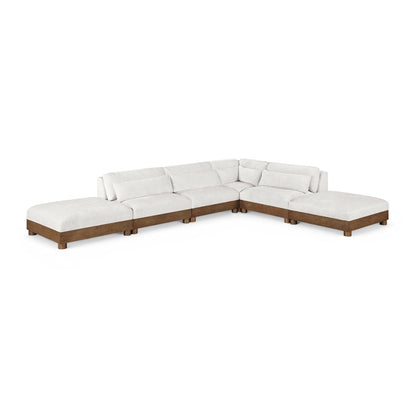 Turin 160" Cream Chenille Fabric Upholstered 6pc. Modular Sectional