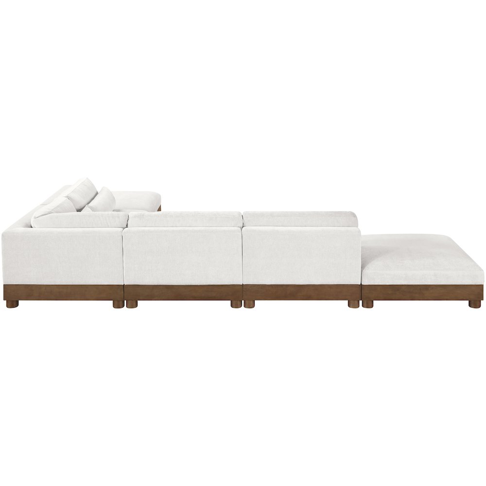 Turin 160" Cream Chenille Fabric Upholstered 6pc. Modular Sectional