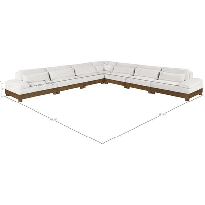 Turin 167.75" Cream Chenille Fabric Upholstered 7pc. Modular Sectional