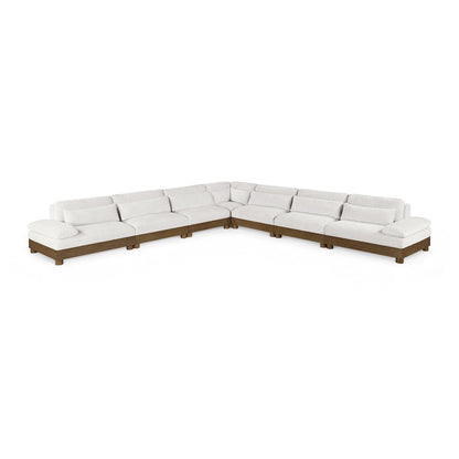 Turin 167.75" Cream Chenille Fabric Upholstered 7pc. Modular Sectional