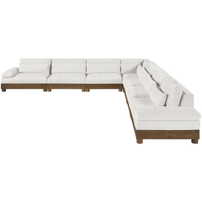 Turin 167.75" Cream Chenille Fabric Upholstered 7pc. Modular Sectional