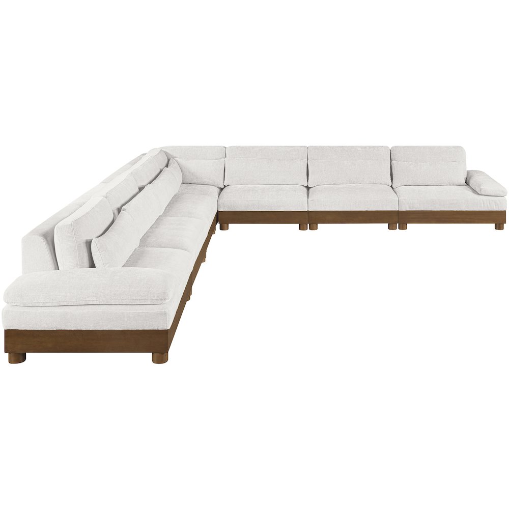 Turin 167.75" Cream Chenille Fabric Upholstered 7pc. Modular Sectional