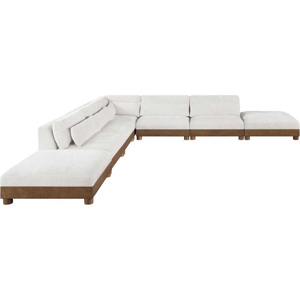 Turin 160" Cream Chenille Fabric Upholstered 7pc. Modular Sectional
