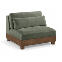 Turin Green Chenille Fabric Upholstered Modular Armless Chair