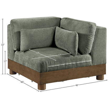 Turin Green Chenille Fabric Upholstered Modular Corner Chair