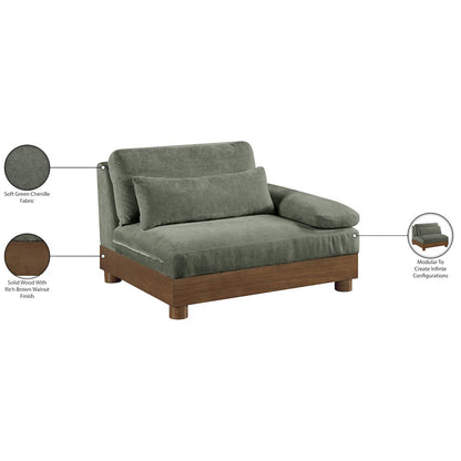 Turin Green Chenille Fabric Upholstered Modular Right Arm Chair