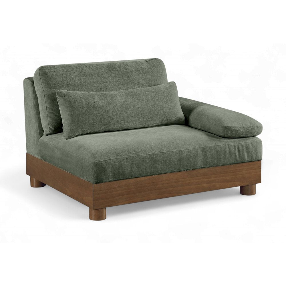 Turin Green Chenille Fabric Upholstered Modular Right Arm Chair