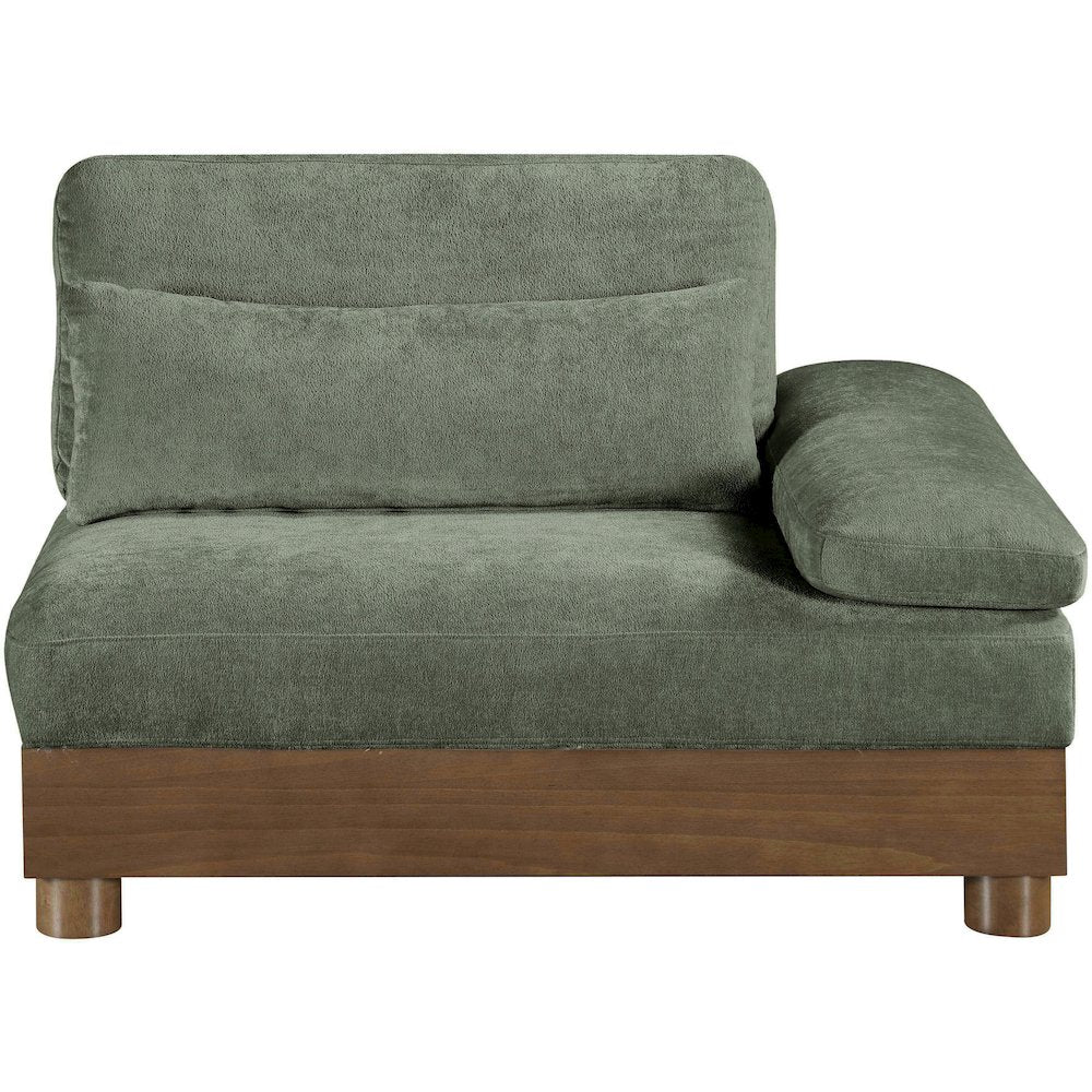 Turin Green Chenille Fabric Upholstered Modular Right Arm Chair