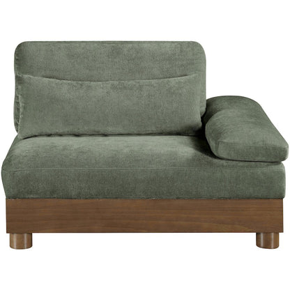 Turin Green Chenille Fabric Upholstered Modular Right Arm Chair