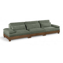 Turin 135.5" Green Chenille Fabric Upholstered 3pc. Modular Sofa