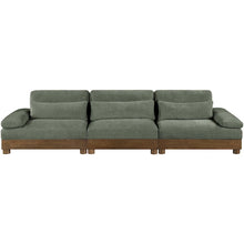 Turin 135.5" Green Chenille Fabric Upholstered 3pc. Modular Sofa