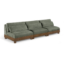 Turin 120" Green Chenille Fabric Upholstered 3pc. Modular Sofa