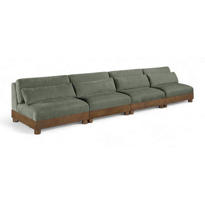 Turin 160" Green Chenille Fabric Upholstered 4pc. Modular Sofa