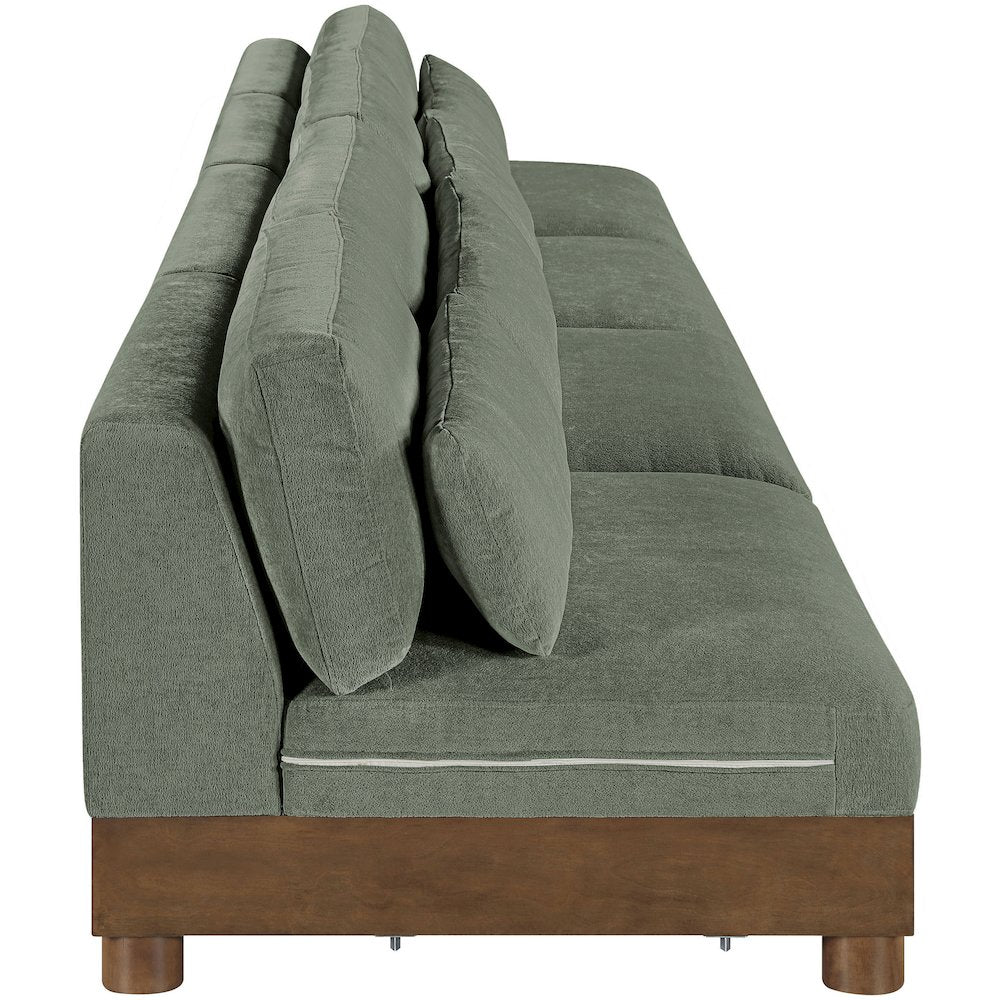 Turin 160" Green Chenille Fabric Upholstered 4pc. Modular Sofa