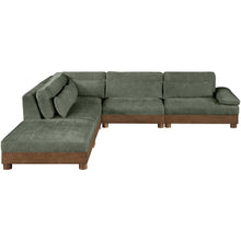 Turin 127.75" Green Chenille Fabric Upholstered 5pc. Modular Sectional