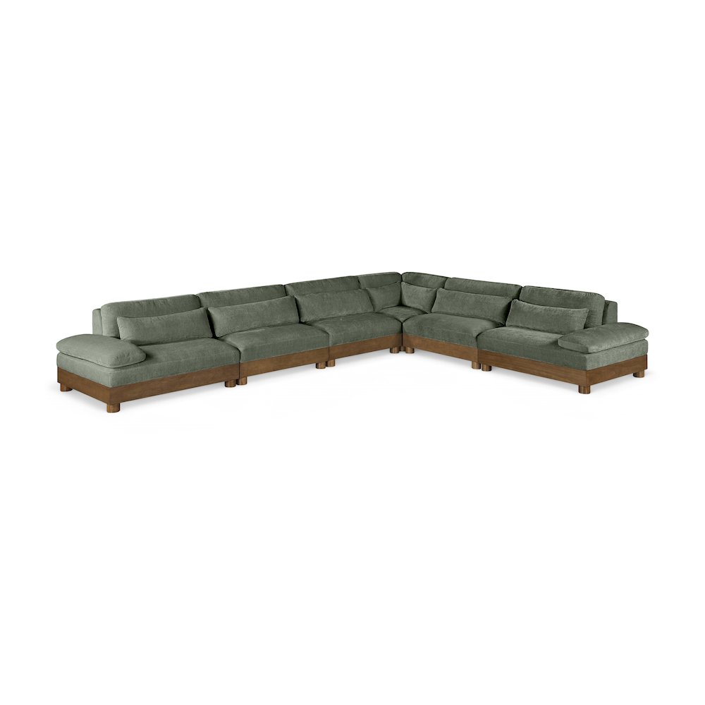 Turin 167.75" Green Chenille Fabric Upholstered 6pc. Modular Sectional