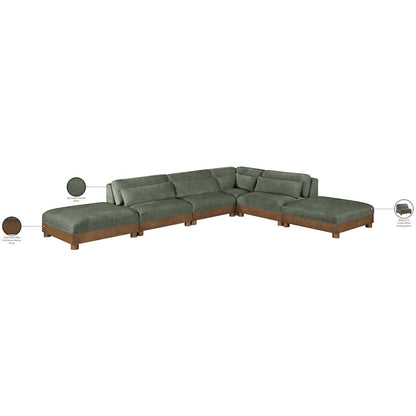 Turin 160" Green Chenille Fabric Upholstered 6pc. Modular Sectional