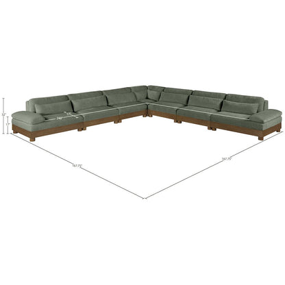 Turin 167.75" Green Chenille Fabric Upholstered 7pc. Modular Sectional