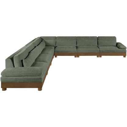 Turin 167.75" Green Chenille Fabric Upholstered 7pc. Modular Sectional