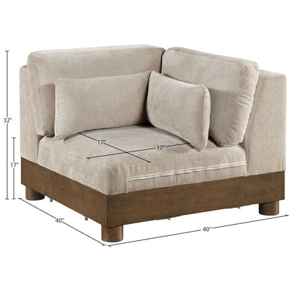 Turin Taupe Chenille Fabric Upholstered Modular Corner Chair