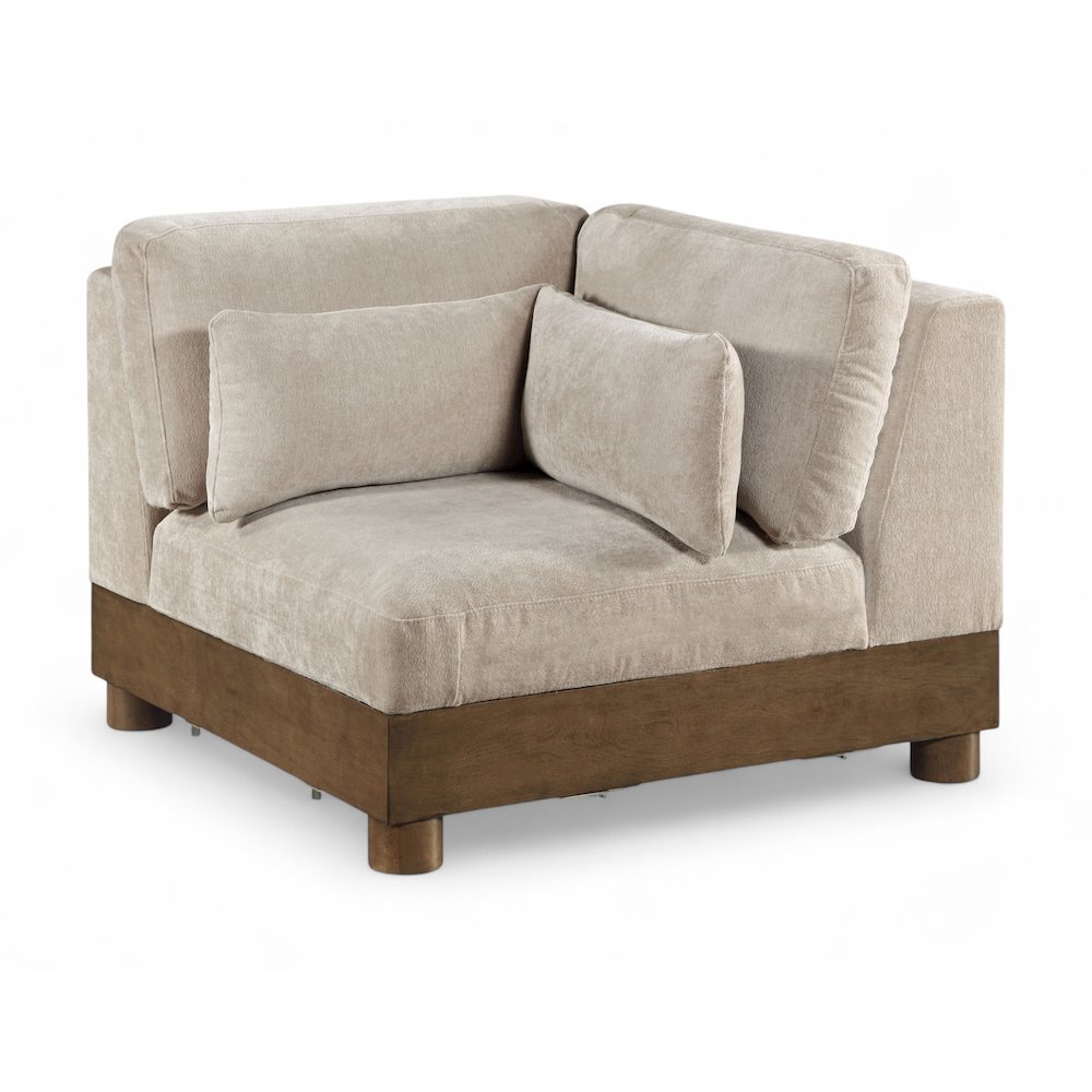 Turin Taupe Chenille Fabric Upholstered Modular Corner Chair