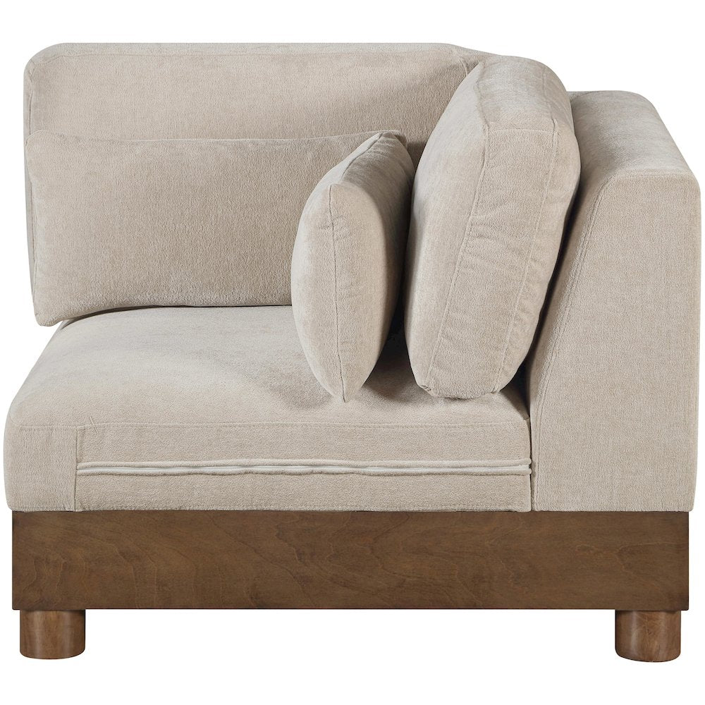 Turin Taupe Chenille Fabric Upholstered Modular Corner Chair
