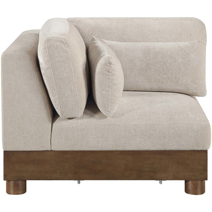 Turin Taupe Chenille Fabric Upholstered Modular Corner Chair