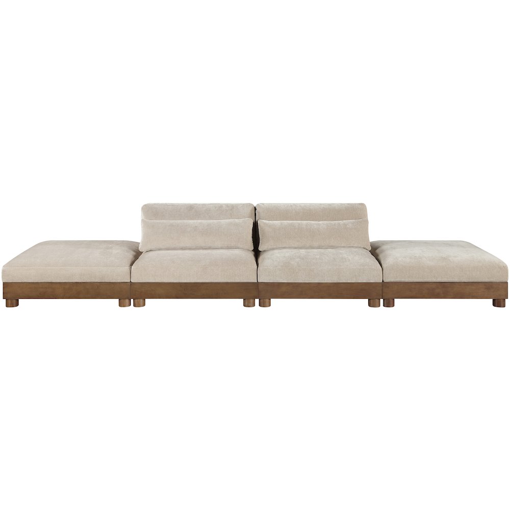 Turin 160" Taupe Chenille Fabric Upholstered 4pc. Modular Sofa