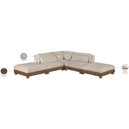 Turin 120" Taupe Chenille Fabric Upholstered 5pc. Modular Sectional