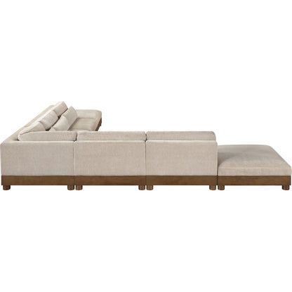 Turin 160" Taupe Chenille Fabric Upholstered 7pc. Modular Sectional