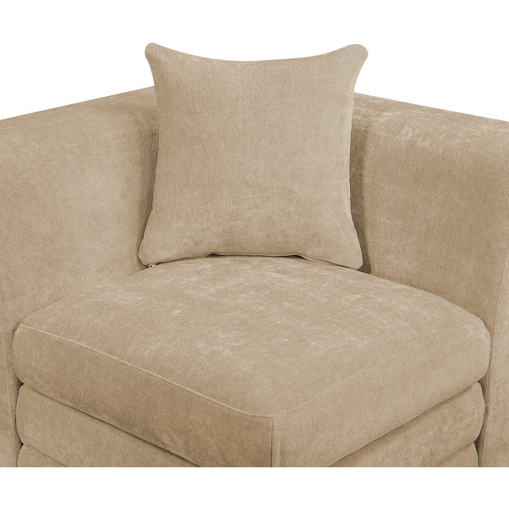 Stellar Beige Chenille Fabric Upholstered Modular Corner Chair