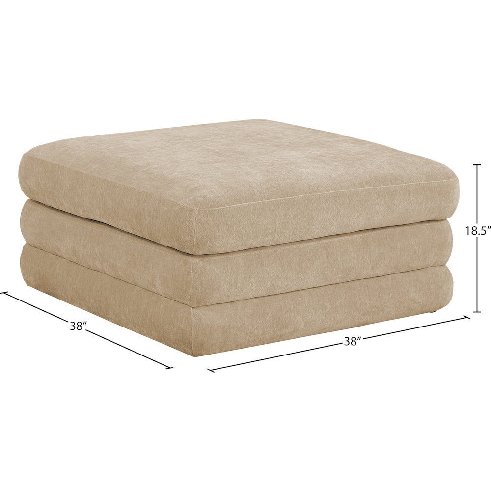 Stellar Beige Chenille Fabric Upholstered Modular Modular Ottoman