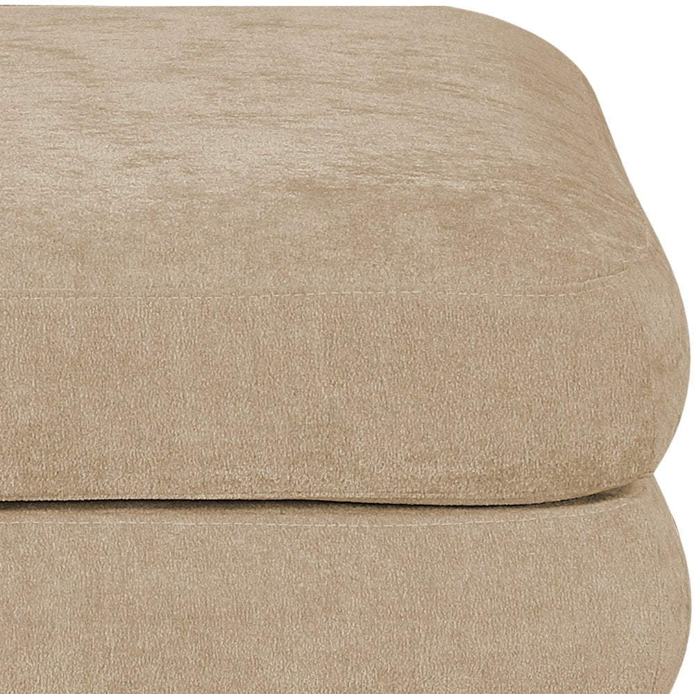 Stellar Beige Chenille Fabric Upholstered Modular Modular Ottoman