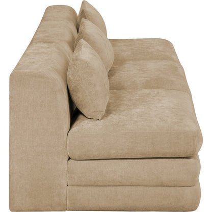 Stellar 114" Beige Chenille Fabric Upholstered 3pc. Modular Sofa