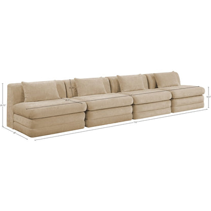 Stellar 152" Beige Chenille Fabric Upholstered 4pc. Modular Sofa