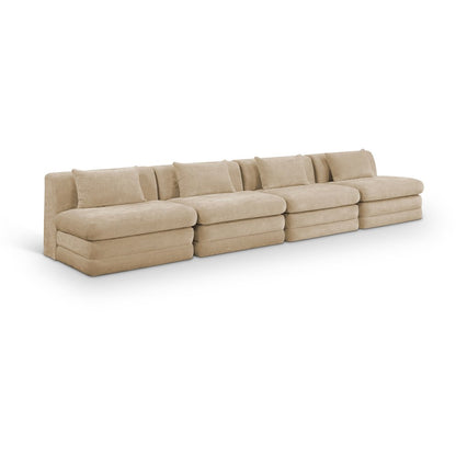 Stellar 152" Beige Chenille Fabric Upholstered 4pc. Modular Sofa