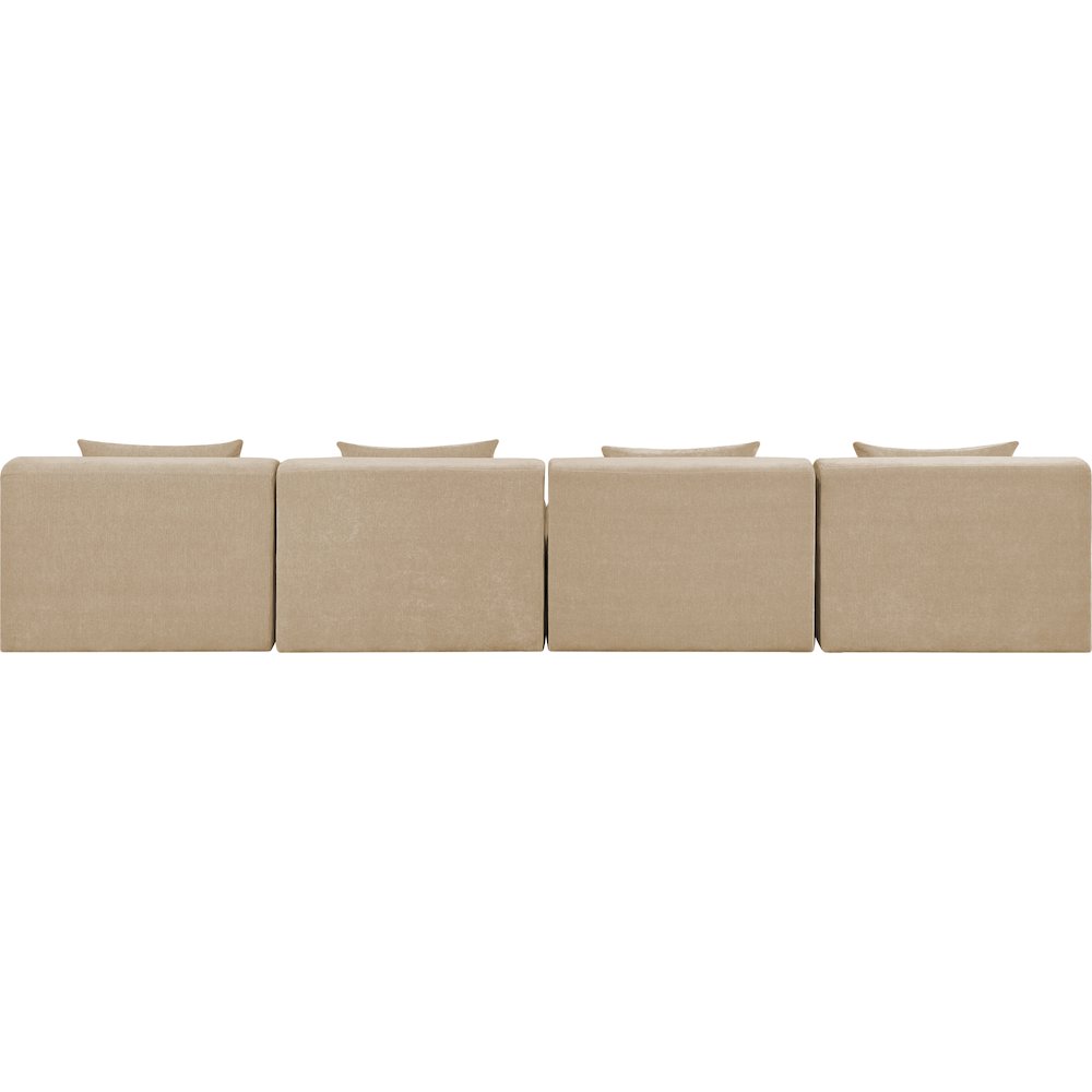 Stellar 152" Beige Chenille Fabric Upholstered 4pc. Modular Sofa