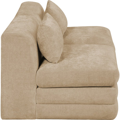 Stellar 76" Beige Chenille Fabric Upholstered 2pc. Modular Loveseat